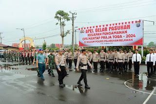 Polres Pelabuhan Belawan Gelar Apel Pasukan Operasi Mantap Praja Toba 2024 untuk Pengamanan Pilkada Serentak